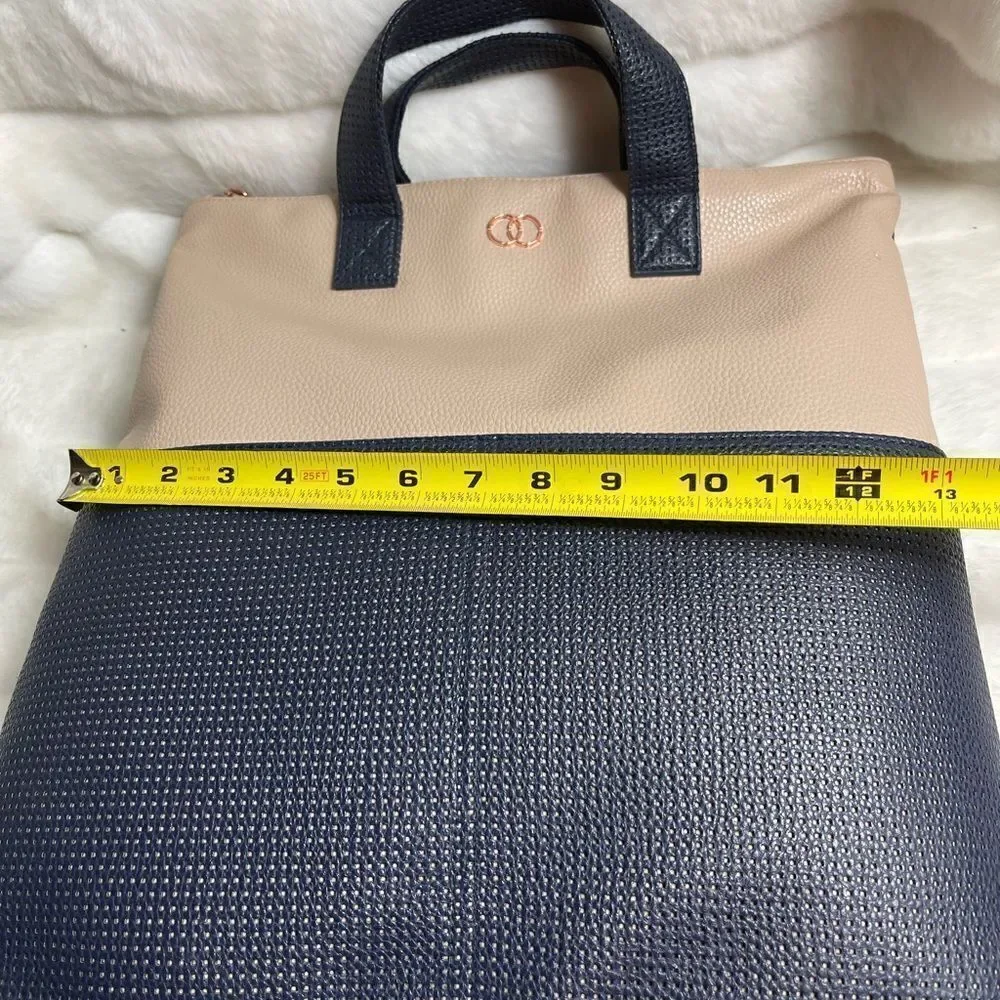 Caboodle Navy blue and beige computer backpack with rose gold hardwares